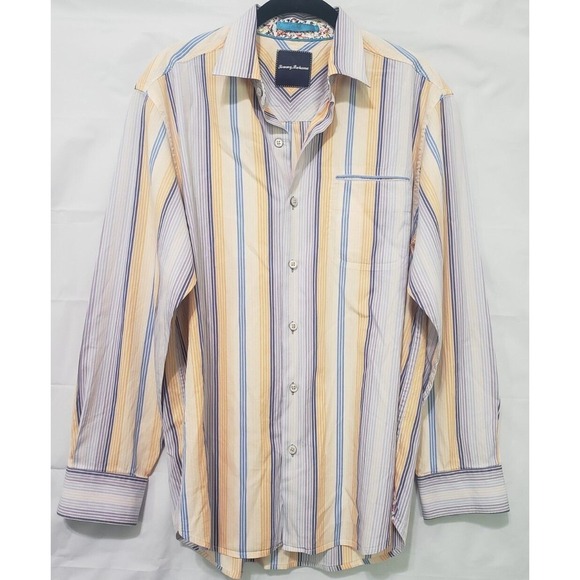 Tommy Bahama Other - Tommy Bahama Men's Long Sleeve Button Up Striped Shirt Sz M Cotton/Silk